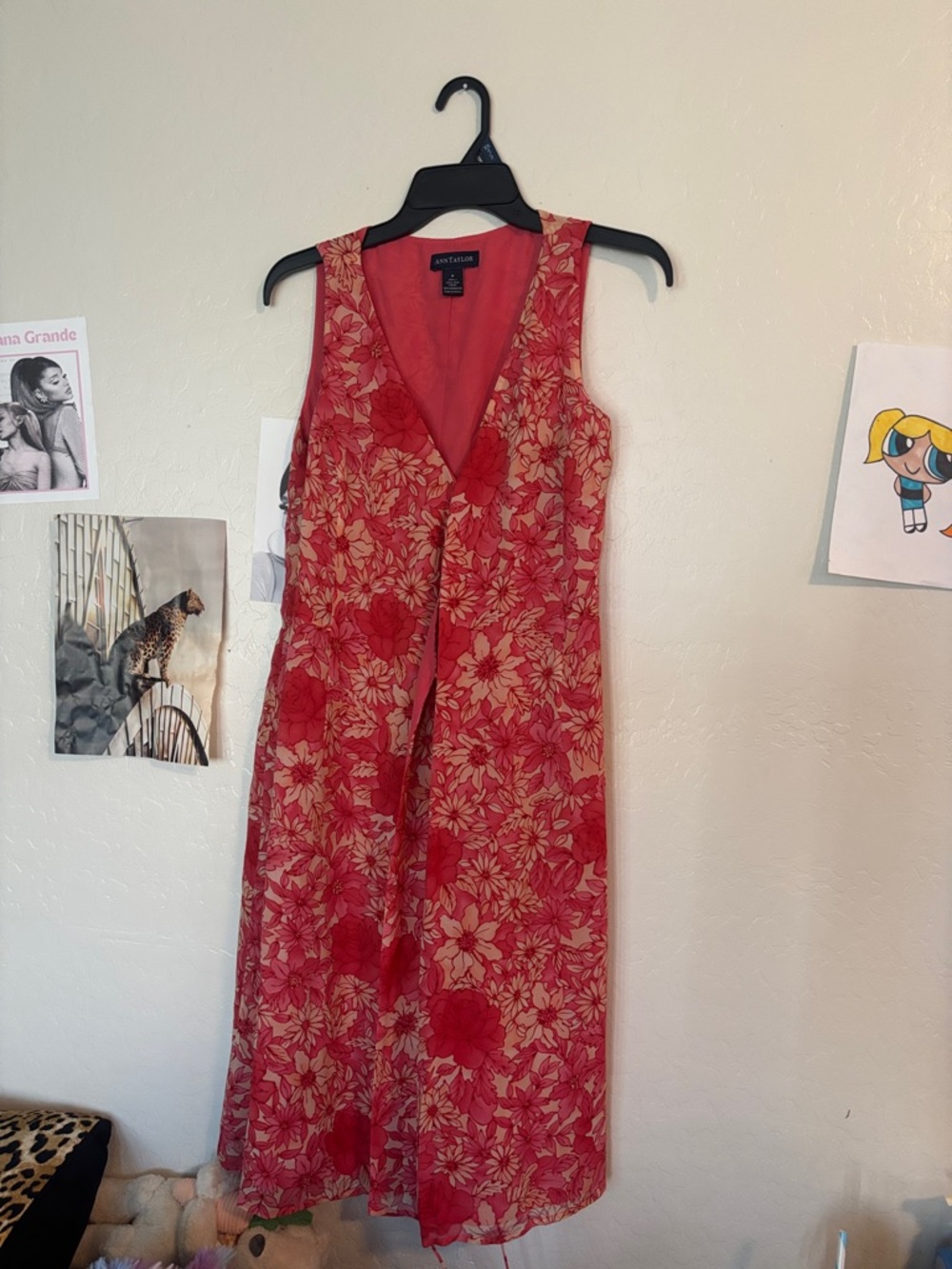 Ann Taylor Red and Cream Floral Maxi Dress